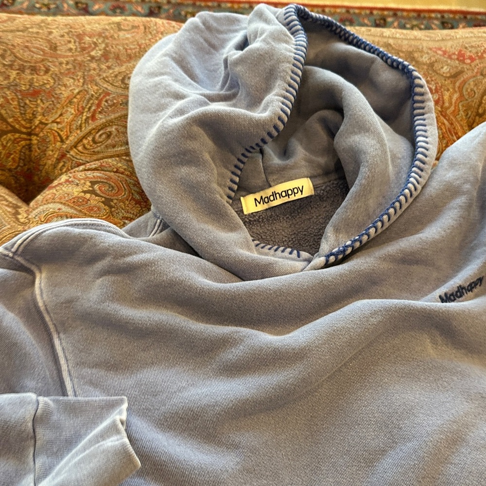 Light purple Gray MADHAPPY Hoodie with Front Pocket